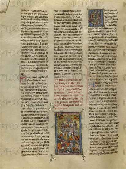 The Tournament before the Castle of Pucelles; Paris, France; about 1320 - 1340; Tempera colors, gold paint, and silver and gold