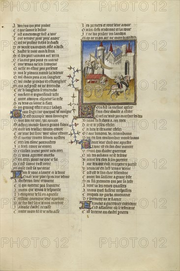 Venus Arriving at the Castle in her Chariot; Paris, France; about 1405; Tempera colors, gold leaf, and ink on parchment