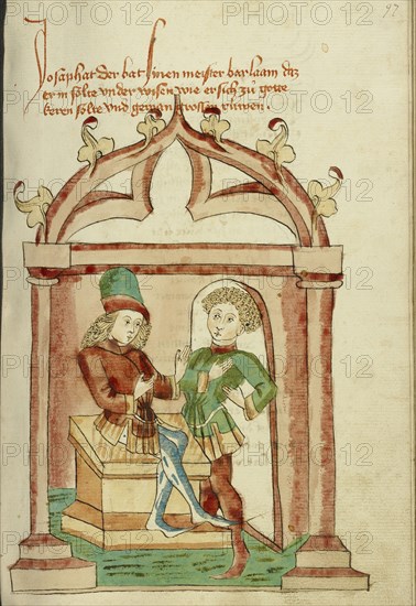 Josaphat and Barlaam in Conversation; Follower of Hans Schilling, German, active 1459 - 1467, from the Workshop of Diebold