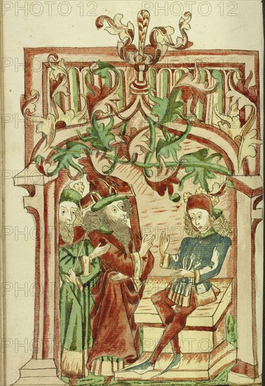 King Avenir and a Doctor come to Josaphat; Follower of Hans Schilling, German, active 1459 - 1467, from the Workshop of Diebold