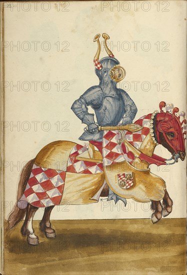 A Horseman in Armor; Augsburg, probably, Germany; about 1560 - 1570; Tempera colors and gold and silver paint on paper