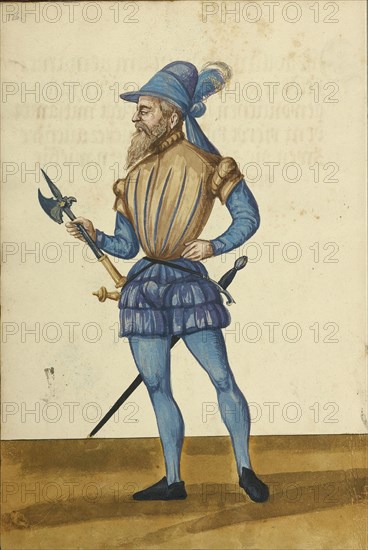 A Man with an Axe; Augsburg, probably, Germany; about 1560 - 1570; Tempera colors and gold and silver paint on paper