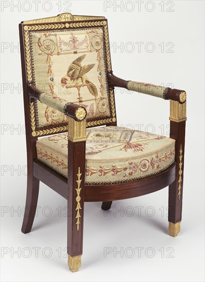 One Armchair; Frames attributed to François-Honoré-Georges Jacob-Desmalter, French, 1770 - 1841, Tapestries by Beauvais