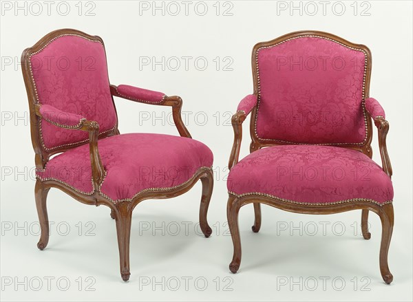 Armchair, one of a pair, Nicolas-Quinibert Foliot, French, 1706 - 1776, Paris, France; 1762; Beech; modern silk upholstery