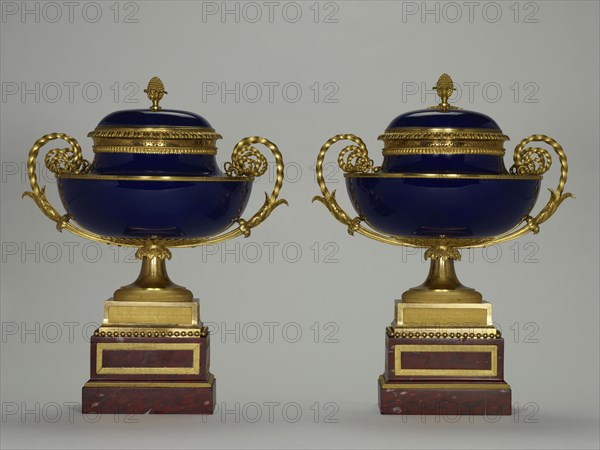 Pair of Lidded Bowls; Mounts attributed to Pierre-Philippe Thomire, French, 1751 - 1843, master 1772), Sèvres Manufactory