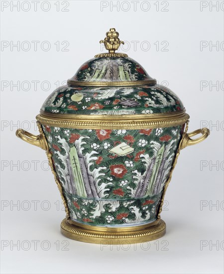 Lidded Vase; China; porcelain about 1650 - 1680; mounts about 1715 - 1720; Hard-paste porcelain; gilt bronze mounts; 34.3 x 32.4