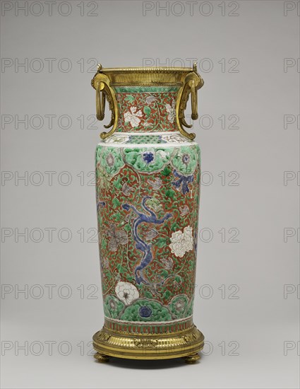 Mounted Vase; China, Asia; porcelain about 1662 - 1722; mounts about 1870 - 1900; Hard-paste porcelain; gilt bronze mounts