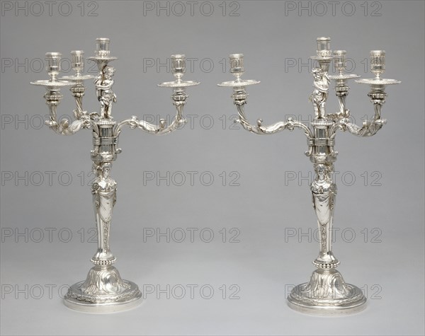 Pair of Candelabra; Robert-Joseph Auguste, French, 1723 - 1805, master by royal order 1757, Paris, France; 1779 - 1782; Silver