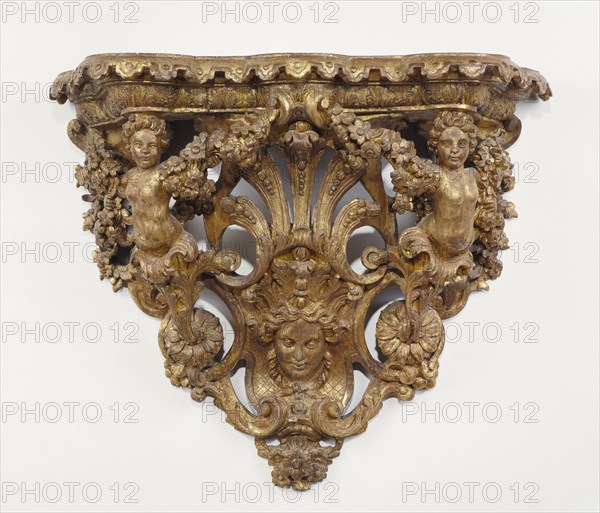 Wall Bracket; France; about 1715 - 1720; Gilded oak; 45.7 x 85.1 x 21.6 cm, 18 x 33 1,2 x 8 1,2 in