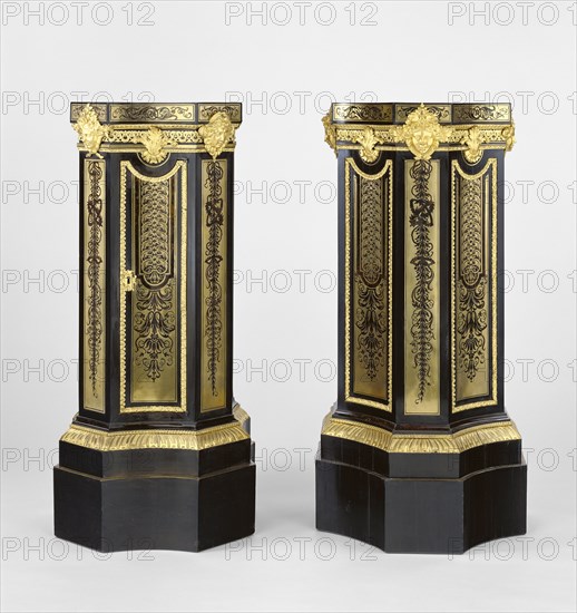 Pair of Pedestals; Attributed to André-Charles Boulle, French, 1642 - 1732, master before 1666, Paris, France; about 1700; Fir