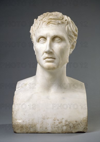 Bust of Menander; Roman Empire; 100 - 150; Marble; 51.5 × 32 × 22.6 cm, 20 1,4 × 12 5,8 × 8 7,8 in