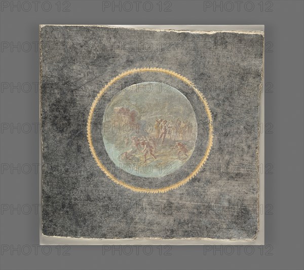 Fresco Fragment with Herakles and Hesione; Italy; A.D. 50–79; Fresco; 37 × 37 cm, 14 9,16 × 14 9,16 in