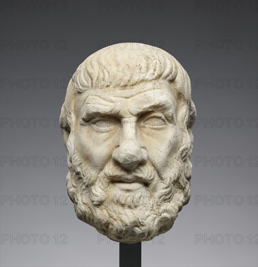 Head of a Greek Philosopher or Poet; Rome, Italy, Europe; 2nd century; Marble, white; 28 × 19.5 × 25 cm