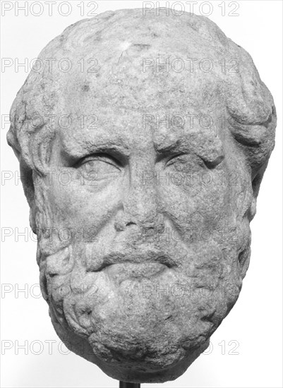 Portrait Head of Thucydides; Roman Empire; second half of 2nd century A.D; Asia Minor marble, small grained; 32 cm, 12 5,8 in