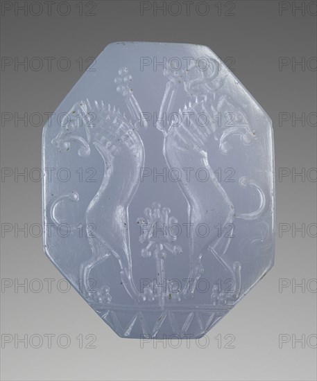Octagonal Pyramidal Stamp Seal; Persian Empire; about 500 B.C; Blue chalcedony; 1.9 × 1.5 cm, 3,4 × 5,8 in
