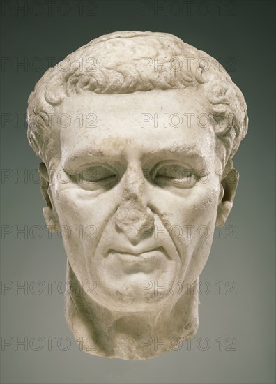 Head of Emperor Nerva; Italy; 96 - 98; Marble; 33 × 27 × 26 cm, 13 × 10 5,8 × 10 1,4 in