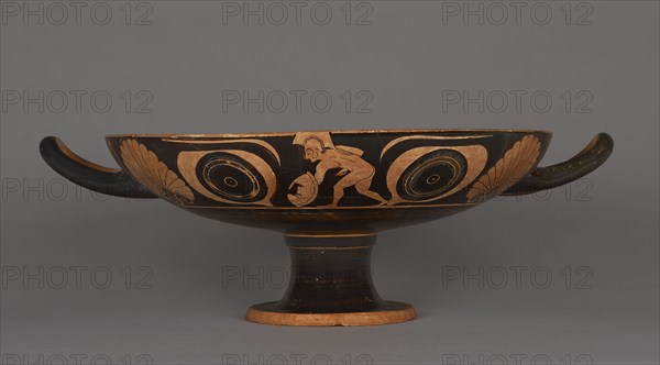 Attic Bilingual Eye Cup; Possibly Pheidippos; Athens, Greece; about 510 B.C; Terracotta; 13.2 × 31.7 cm, 5 3,16 × 12 1,2 in