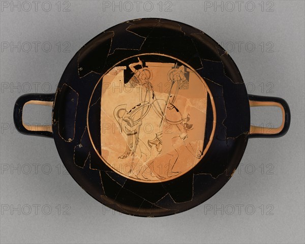 Wine Cup with a Battle at City Walls; Apollodoros, Greek, Attic, active about 500 B.C., Athens, Greece; about 500 B.C