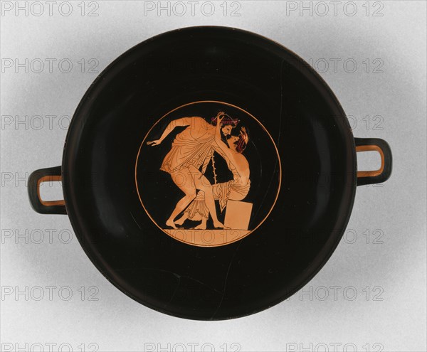 Wine Cup with Pentathletes; Attributed to Carpenter Painter, Greek, Attic, active 515 - 500 B.C., Athens, Greece; 510 - 500 B.
