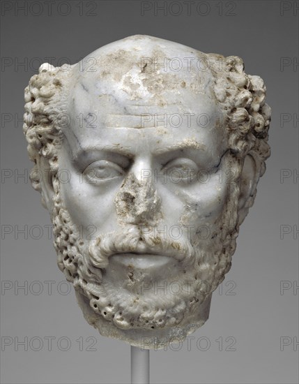 Head of a Balding Man; Asia Minor; about 240; Marble; 25.5 × 22.5 × 23 cm, 10 1,16 × 8 7,8 × 9 1,16 in