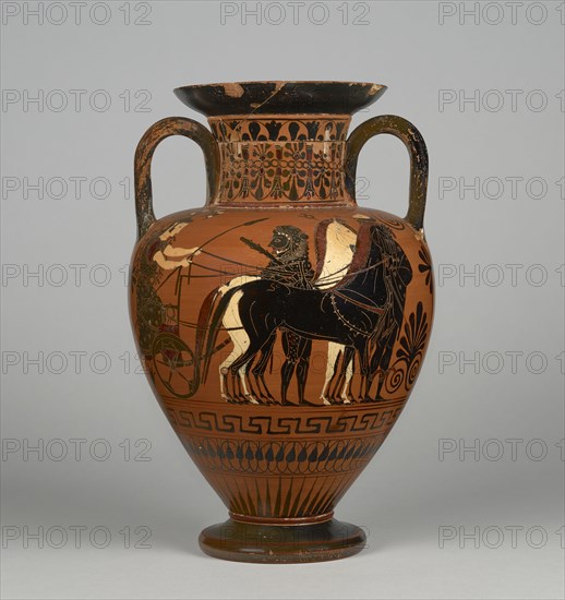 Storage Jar with Cavalrymen; Attributed to Bareiss Painter, Medea Group, Greek, Attic, active late 6th century B.C., Athens