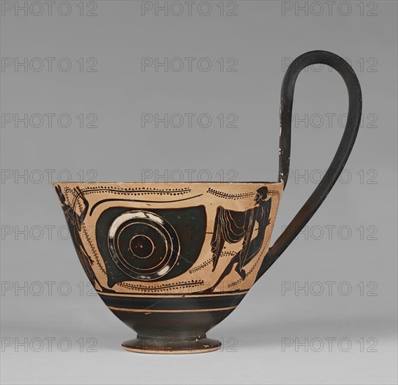 Attic Black-Figure Kyathos; Attributed to Group of Berlin 2095; Athens, Greece; about 510 B.C; Terracotta; 14.9 × 11.7 cm