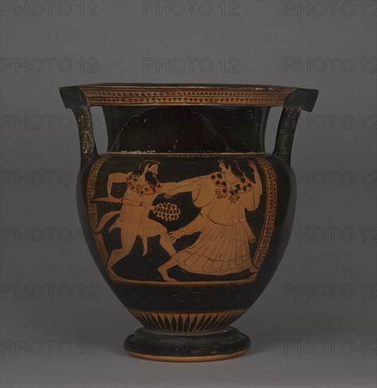 Attic Red-Figure Column Krater; Tyszkiewicz Painter; Athens, Greece; about 480 - 470 B.C; Terracotta; 37 × 34.9 × 30 cm