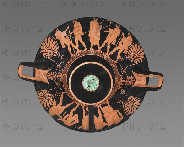 Wine Cup with Symposion Scenes; Attributed to the Euaion Painter, Greek, Attic, active about 460 - 440 B.C., Athens, Greece