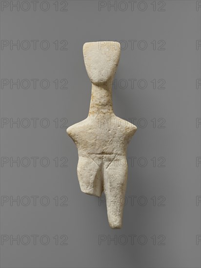 Female Figure of the Louros Type; Cyclades, Greece; 2800–2700 B.C; Marble; 10 × 3.8 × 1 cm, 3 15,16 × 1 1,2 × 3,8 in