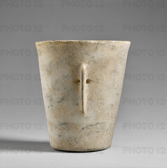 Beaker with Lug Handles; Cyclades, Greece; 3000 - 2800 B.C; Marble; 15.6 × 12.4 × 13.2 cm, 6 1,8 × 4 7,8 × 5 3,16 in