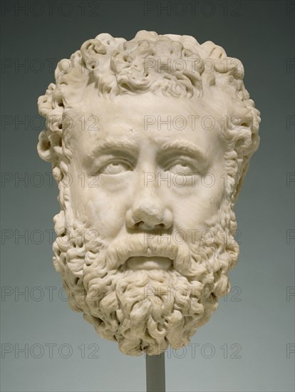 Head of a Bearded Man; Greece, ?, 200 - 225; Marble; 33.4 × 23 × 25.5 cm, 13 1,8 × 9 1,16 × 10 1,16 in