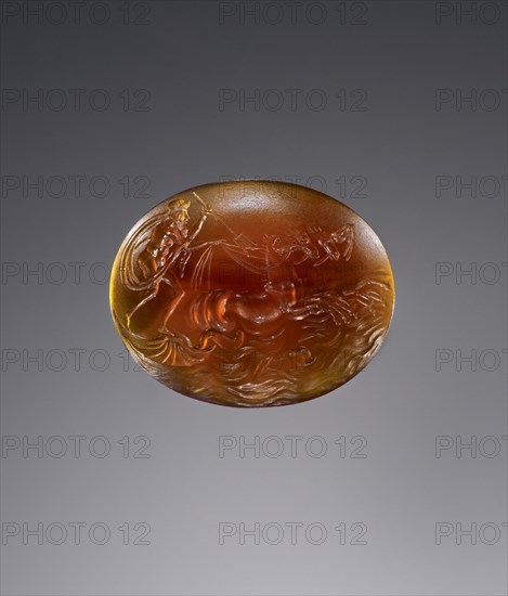 Engraved Gem Neptune; Europe; 1750 - 1850; Carnelian; 2 x 2.5 cm, 13,16 x 1 in