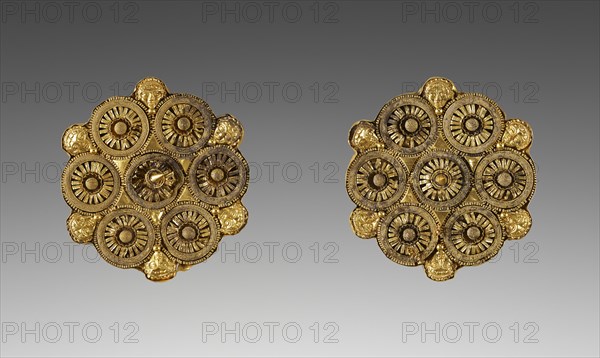 Pair of Disk Earrings; Etruria; late 6th century B.C; Gold; 4.8 cm, 1 7,8 in