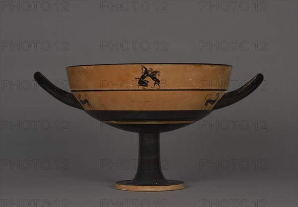 Black-Figure Lip Cup; Attributed to the Workshop of the Phrynos Painter, Greek, Attic, active 560 - 540 B.C., Athens, Greece