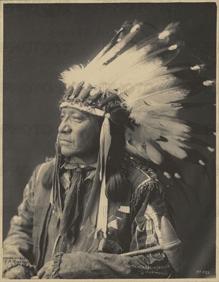 Painted Horse, Sioux; Adolph F. Muhr, American, died 1913, Frank A. Rinehart, American, 1861 - 1928, 1899; Platinum print