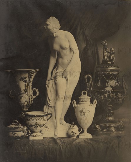 Still Life with Statuette and Vases; Louis-Rémy Robert, French, 1811 - 1882, negative 1855; print 1870s; Carbon print