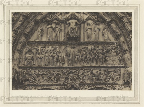 Bourges Cathedral: Judgment Panel, West Front; Frederick H. Evans, British, 1853 - 1943, 1899; Platinum print; 18.6 x 28.5 cm