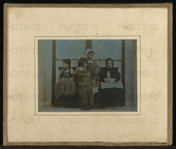 Group portrait of two female children and two female servants of Jean-Gabriel Eynard; Jean-Gabriel Eynard, Swiss, 1775 - 1863