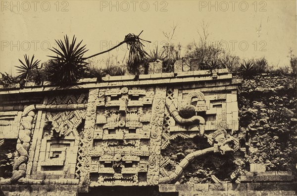 Palais des Nonnes, a Uxmal, detail de la facade de la couleuvre; Désiré Charnay, French, 1828 - 1915, Yucatan, Mexico; 1860