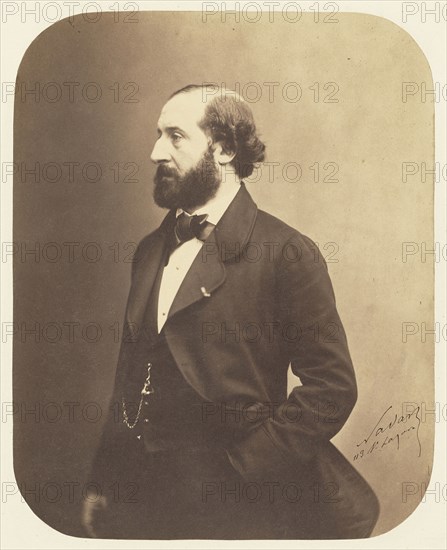 Émile Augier; Nadar, Gaspard Félix Tournachon, French, 1820 - 1910, about August 1857; Salted paper print; 23.7 × 18.7 cm