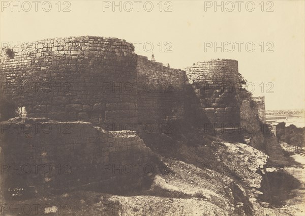 Roman Ramparts, Arles; Charles Nègre, French, 1820 - 1880, 1852; Salted paper print from paper negatives; 23 × 32.4 cm
