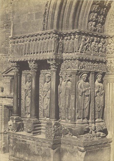 Left side of the Main Portal of Saint-Trophime with Evangelists and the Blessed, Arles; Charles Nègre, French, 1820 - 1880