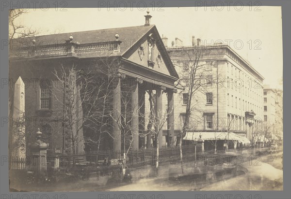 St. Paul's Chapel; Attributed to Silas A. Holmes, American, 1820 - 1886, about 1855; Salted paper print; 25.4 x 37.6 cm