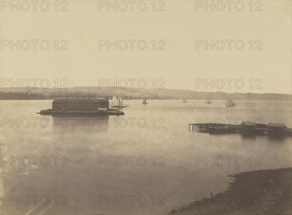 Fort Hamilton and Long Island; Attributed to Silas A. Holmes, American, 1820 - 1886, about 1855; Salted paper print