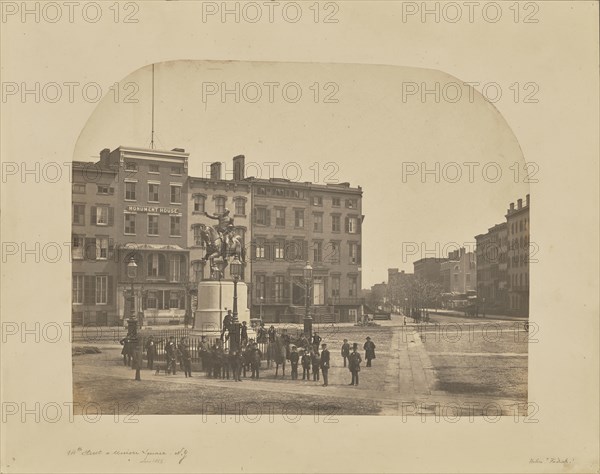 14th Street with Union Square and Washington Monument; Attributed to Silas A. Holmes, American, 1820 - 1886, about 1855; Salted