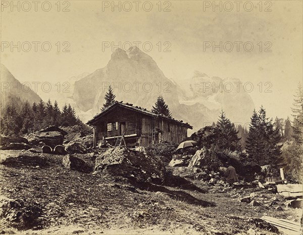 Wellhorn & Wetterhorn, a gauche glacier de Rosenlaui; Jacques Alexandre Ferrier, French, 1831 - 1912, Grindelwald, Switzerland