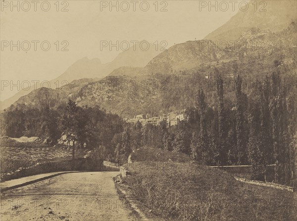 Road at base of mountains; Vicomte Joseph de Vigier, French, 1821 - 1862, Pyrenees, France; about 1853; Salted paper print