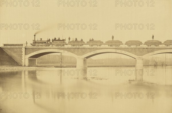 Line from Villenueve-Saint-Georges to Montargis, Viaduct on the Loing, near Montargis, Auguste Hippolyte Collard French, 1812