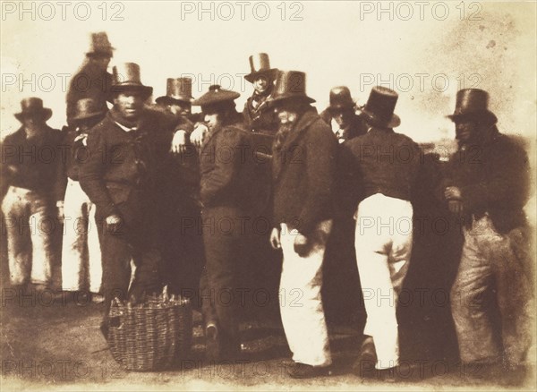 Newhaven Fishermen; Hill & Adamson, Scottish, active 1843 - 1848, Scotland; 1845; Salted paper print from a Calotype negative