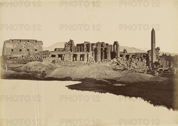 Karnak - View of the Sacred Lake; Antonio Beato, English, born Italy, about 1835 - 1906, about 1885; Albumen silver print